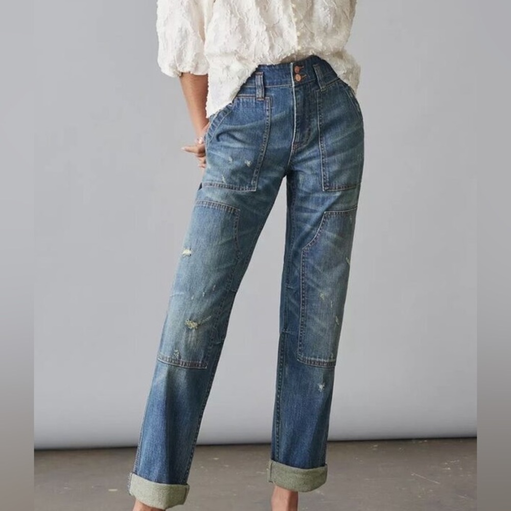 Anthropologie pilcro ultra high waist the wanderer relax double knee jeans